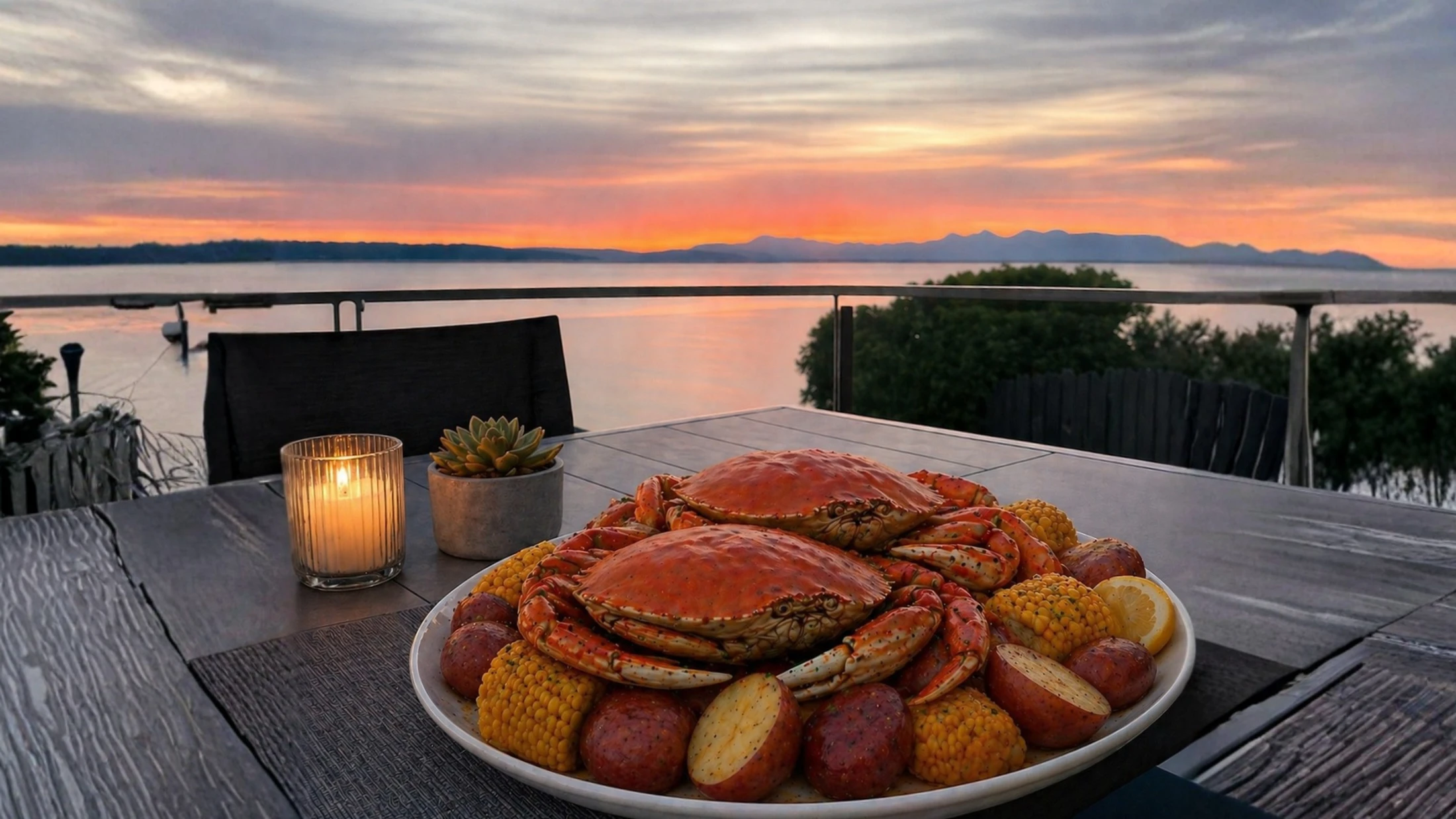 Crab Boil Dinner, Sunset Cruise, Beach Bonfire