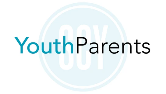 The YouthParents logo features the word 'Youth' in teal and 'Parents' in black, set against a faint, light blue circular emblem on a white background.