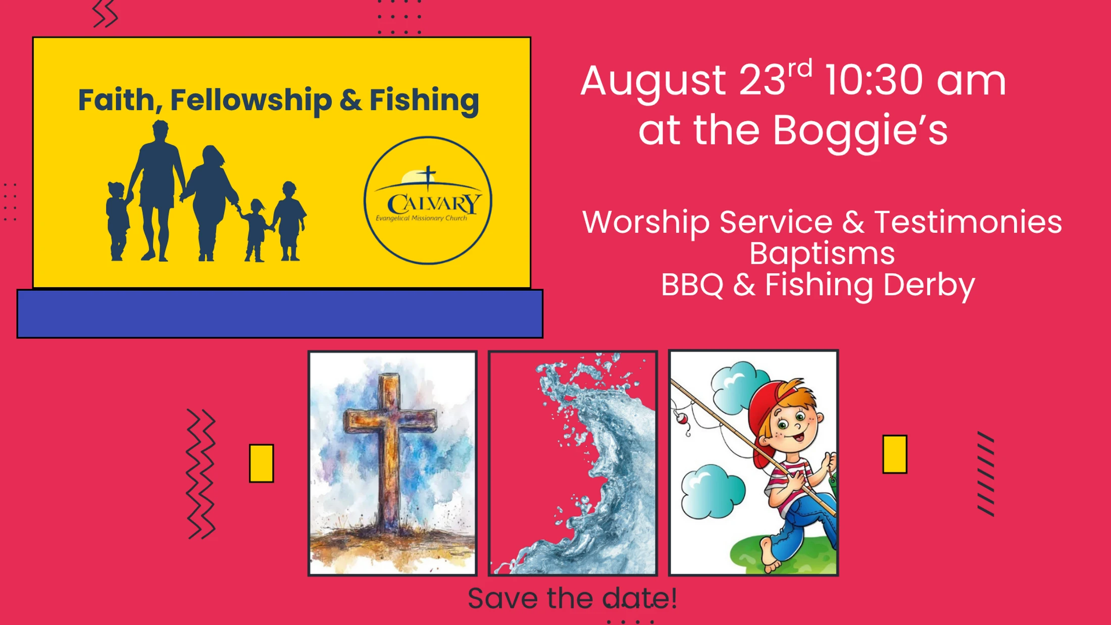 Outdoor Service, Baptisms, BBQ, Fishing Derby