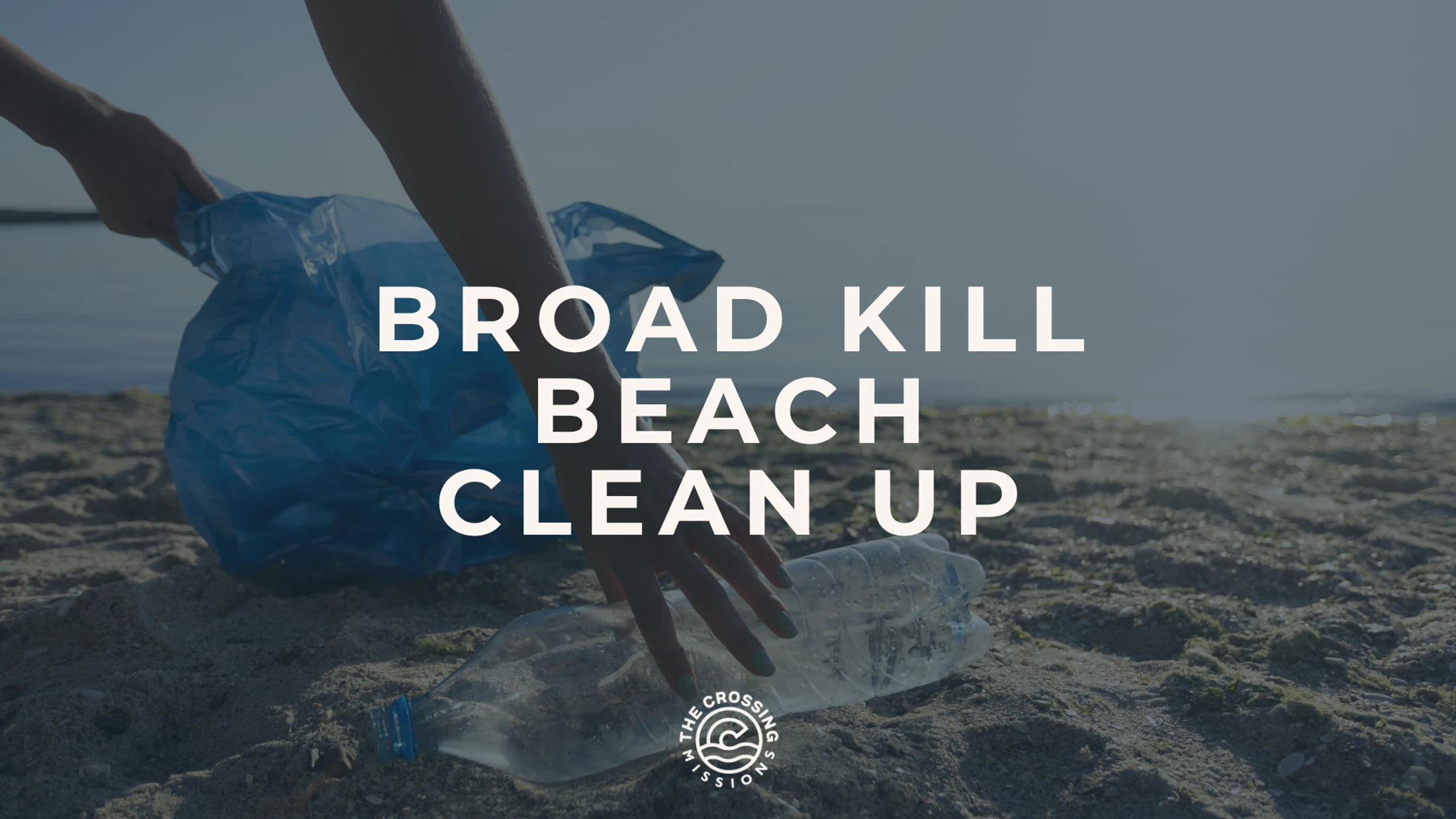 Volunteer picking up trash on Broadkill Beach during The Crossing’s Serve Local beach clean up.