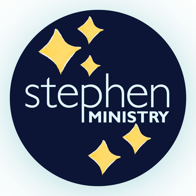 The Stephen Ministry logo, a dark blue circle with the name in white text and several yellow, four-pointed stars.