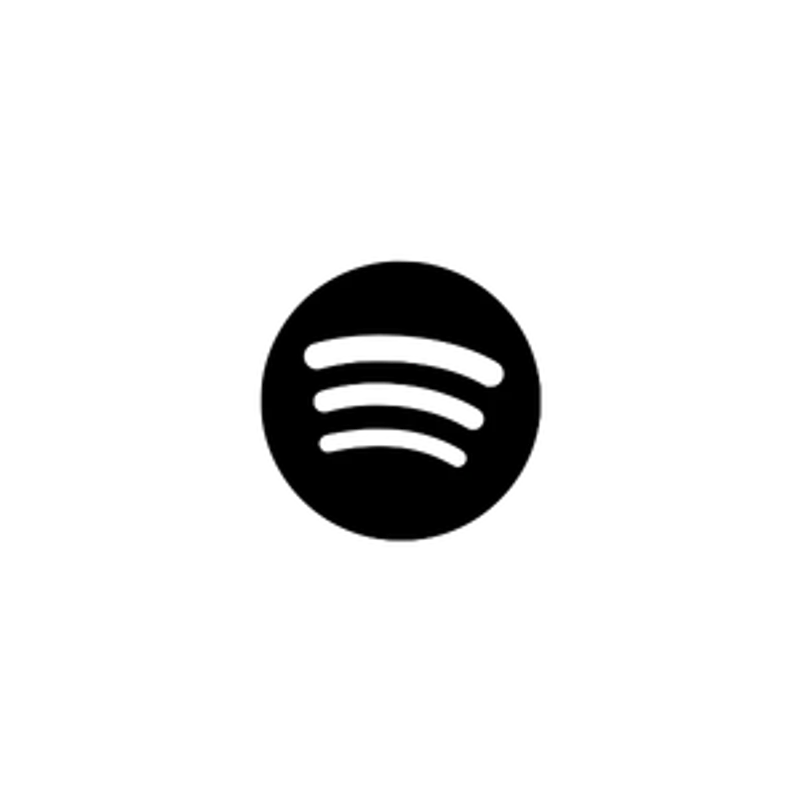 The Spotify logo, a black circle with three white curved lines inside, representing audio waves, on a plain white background.