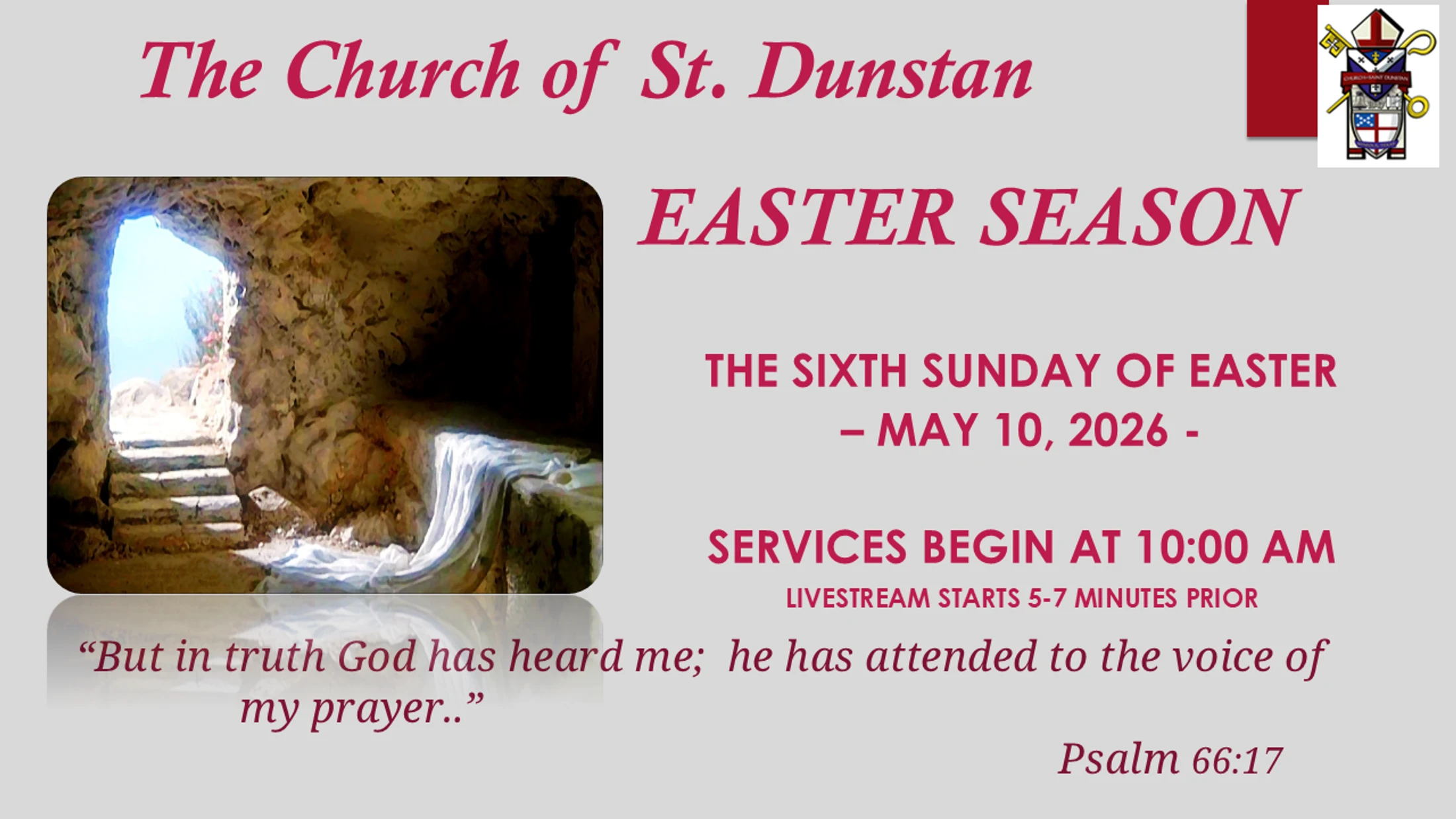 May 10, 2026,  The Sixth Sunday of Easter - Bishop Fraser Lawton