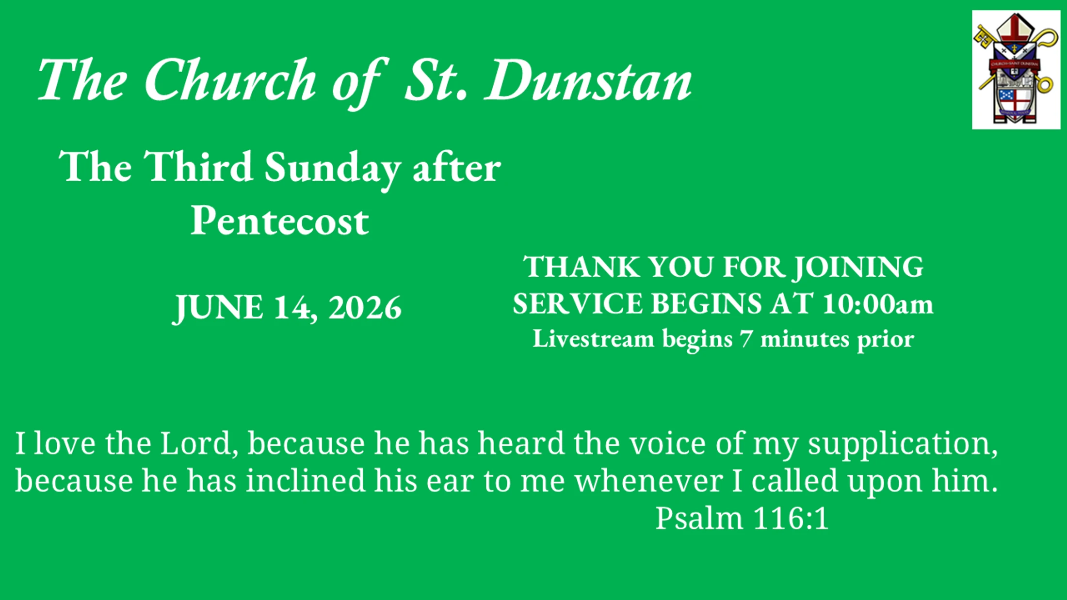 June 14, 2026,  Third Sunday after Pentecost - Bishop Fraser Lawton