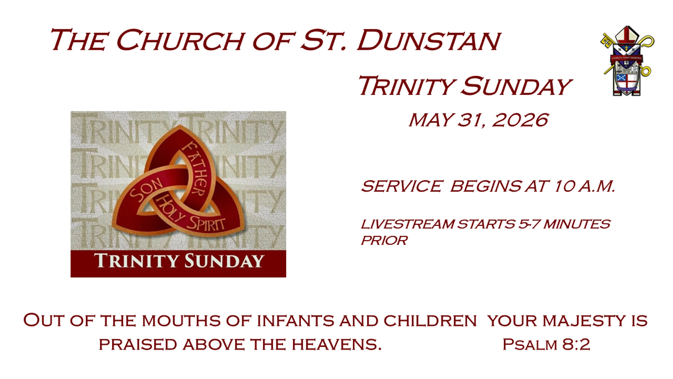 May 31, 2026,  Trinity Sunday - Mother Cynthia Moore
