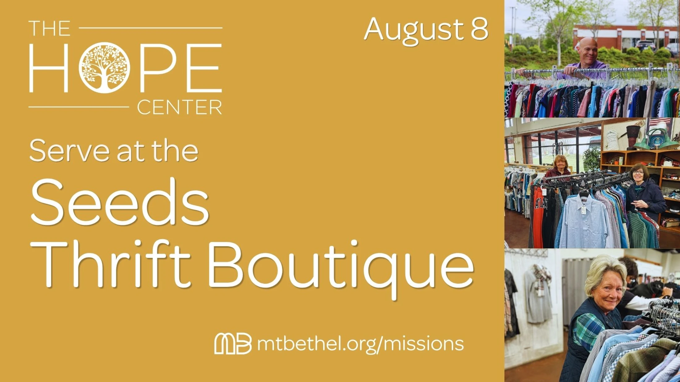 Serve at The HOPE Center's Seeds Thrift Boutique Summer Blowout Sale