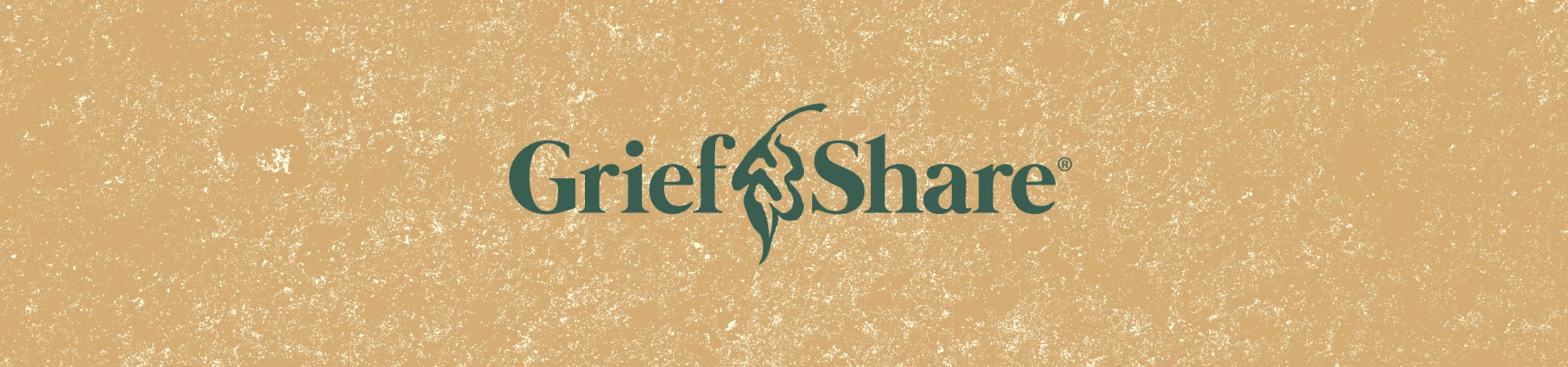 The GriefShare logo in dark green text is centered on a light brown, textured background, resembling distressed paper.