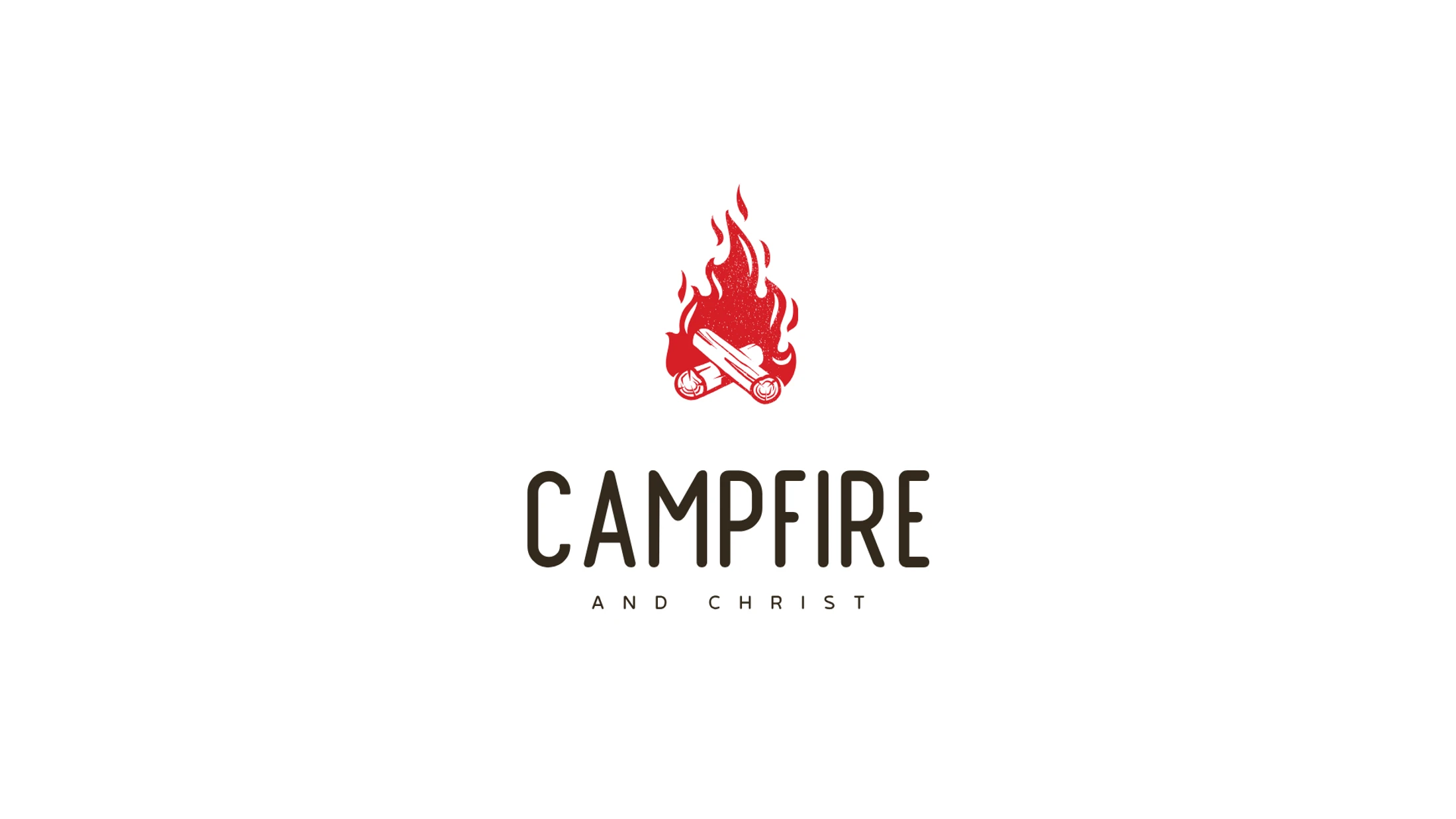 A logo featuring a red, textured icon of a campfire above the words 'CAMPFIRE' and 'AND CHRIST' in dark brown text against a white background.