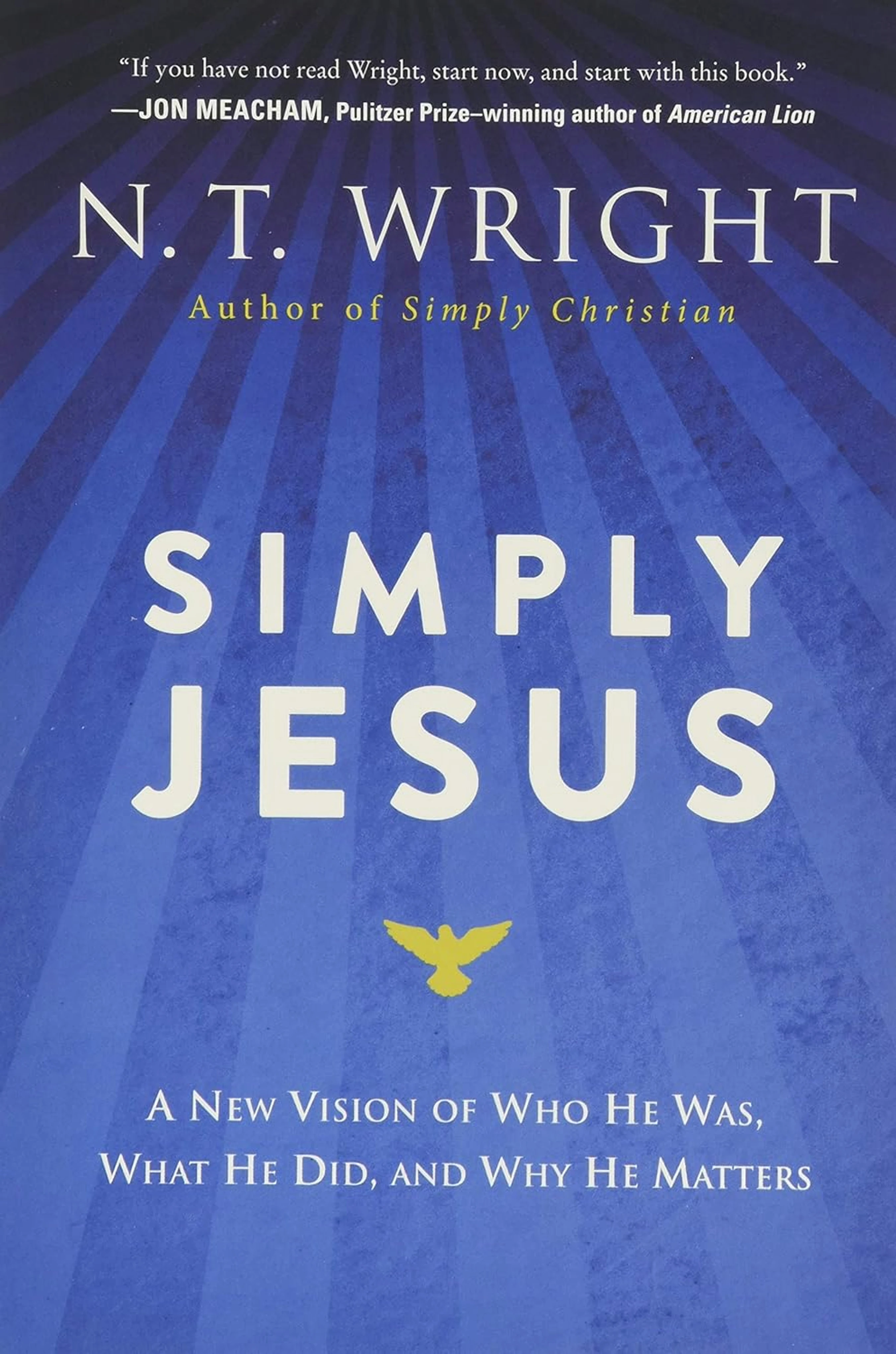Renowned Bible scholar, Anglican bishop, and bestselling author N. T. Wright breaks down the barriers that keep us from fully engaging with the story of Jesus in the Bible, revealing a breathtaking vision of Jesus the Messiah that matches the needs and complexities of our time. Wright summarizes a lifetime of study in order to present Jesus afresh for a general audience. In <a href="https://a.co/d/0aBYa990" target="_blank" rel="noopener"><span style="text-decoration: underline;"><strong><em>Simply Jesus,</em></strong></span></a> we are invited to hear one of our leading scholars introduce the story of the carpenter’s son from Nazareth as if we were hearing it for the first time.