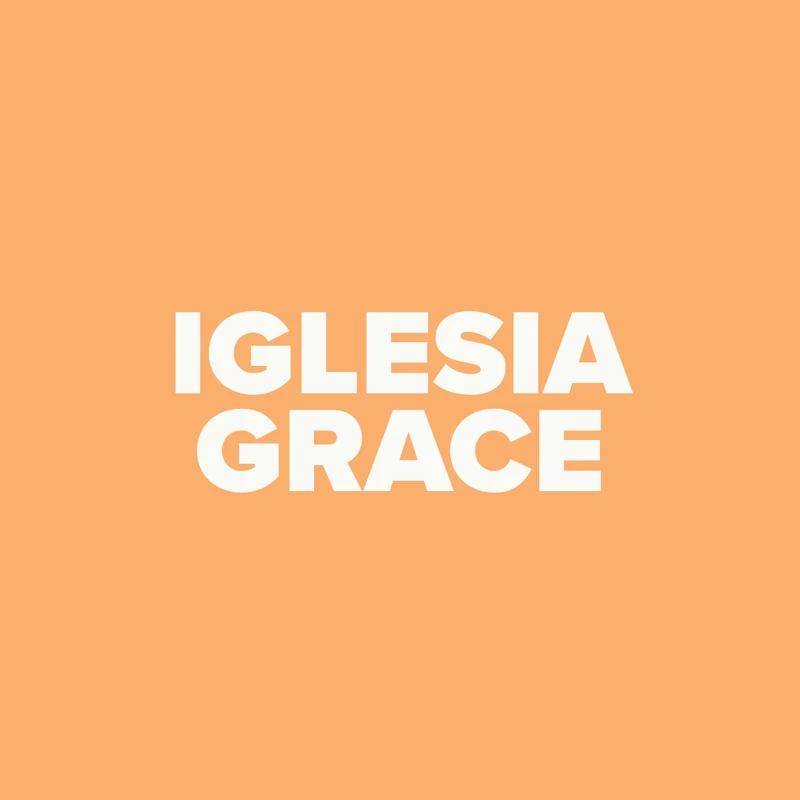 Las palabras «IGLESIA GRACE» aparecen superpuestas en una tipografía sans-serif blanca y en negrita, centradas sobre un fondo liso de color naranja claro.