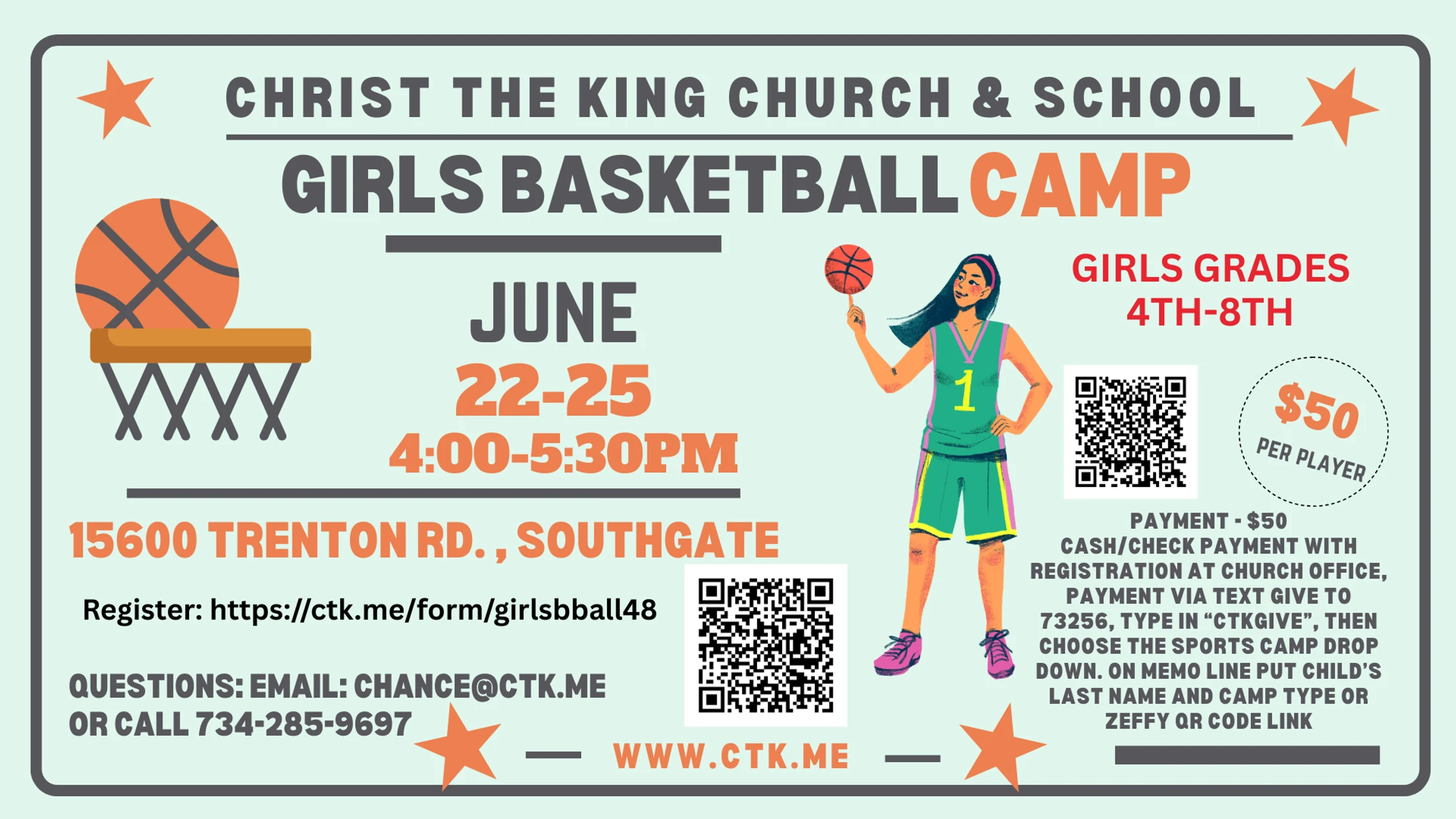Girls Basketball Camp 4th-8th (June 22-25, 2026)