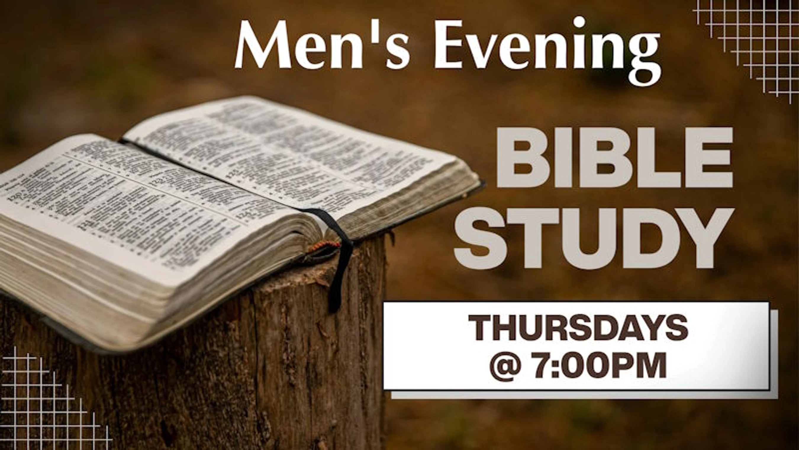 Men's Thursday <i style="font-weight: normal;"><span style="color:var(--primary-color-bg)">Evening Bible Study</span></i>