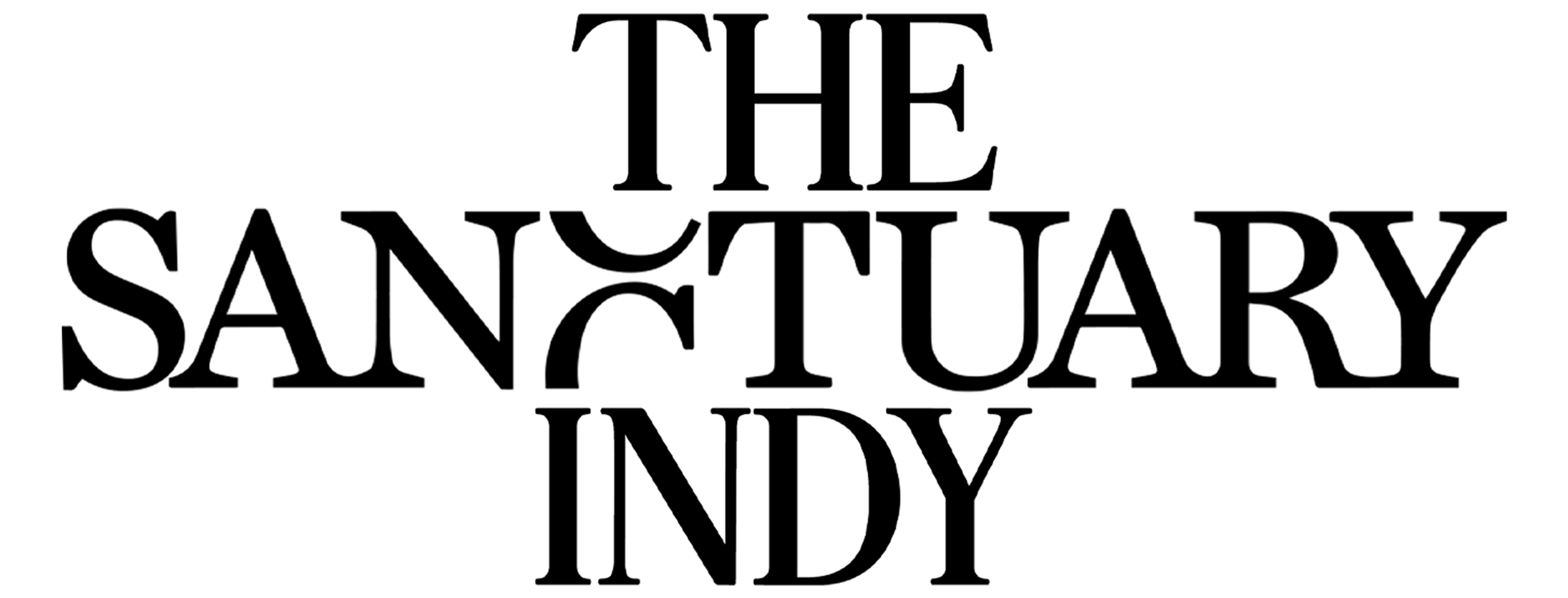 The logo for The Sanctuary Indy. The text is in a stylized black serif font, stacked in three lines on a white background.