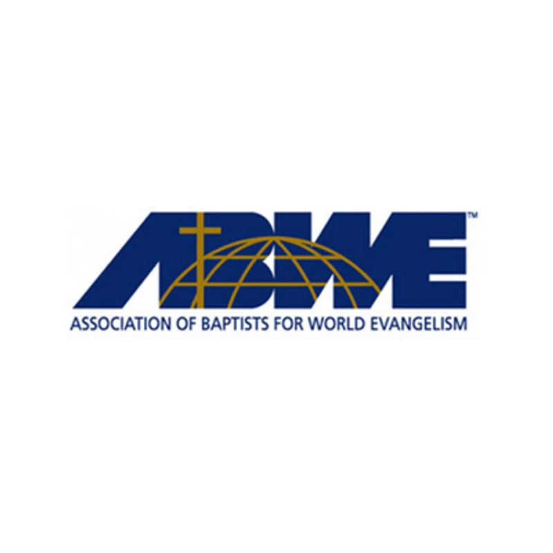 The logo for the Association of Baptists for World Evangelism (ABWE) in dark blue, with a gold cross and globe integrated into the letters.