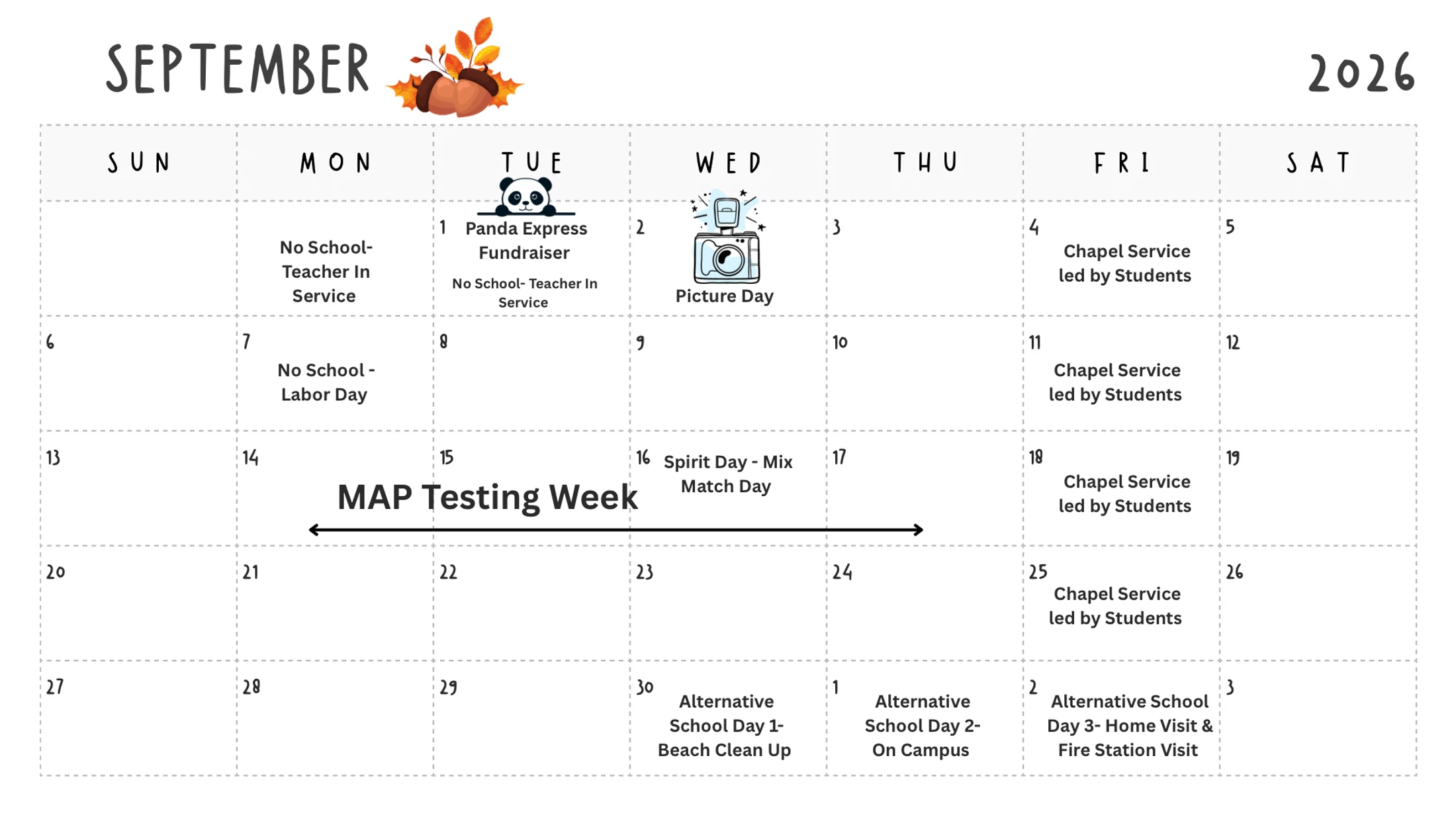 Sept. 2026 Calendar