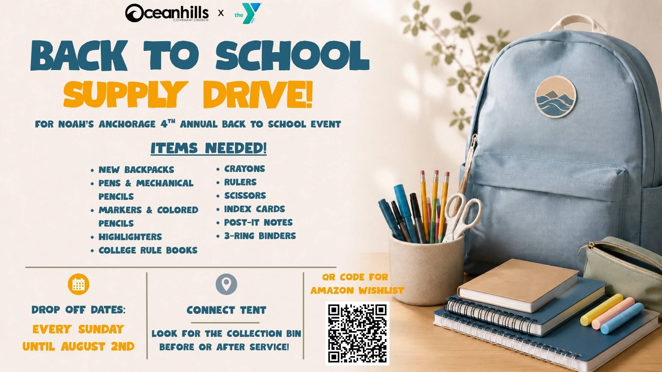 Back To School Supply Drive for Noah’s Anchorage!