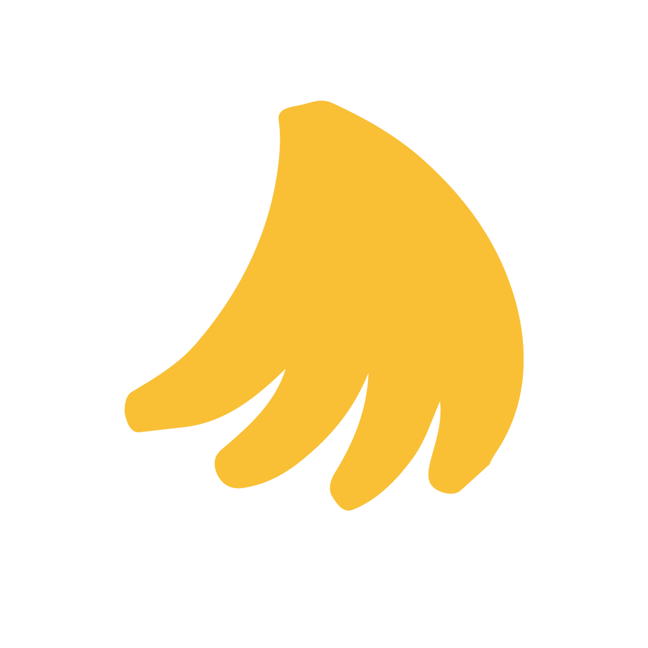 A simple, abstract illustration of a bunch of four yellow bananas against a plain white background. The style is minimalist and hand-drawn.