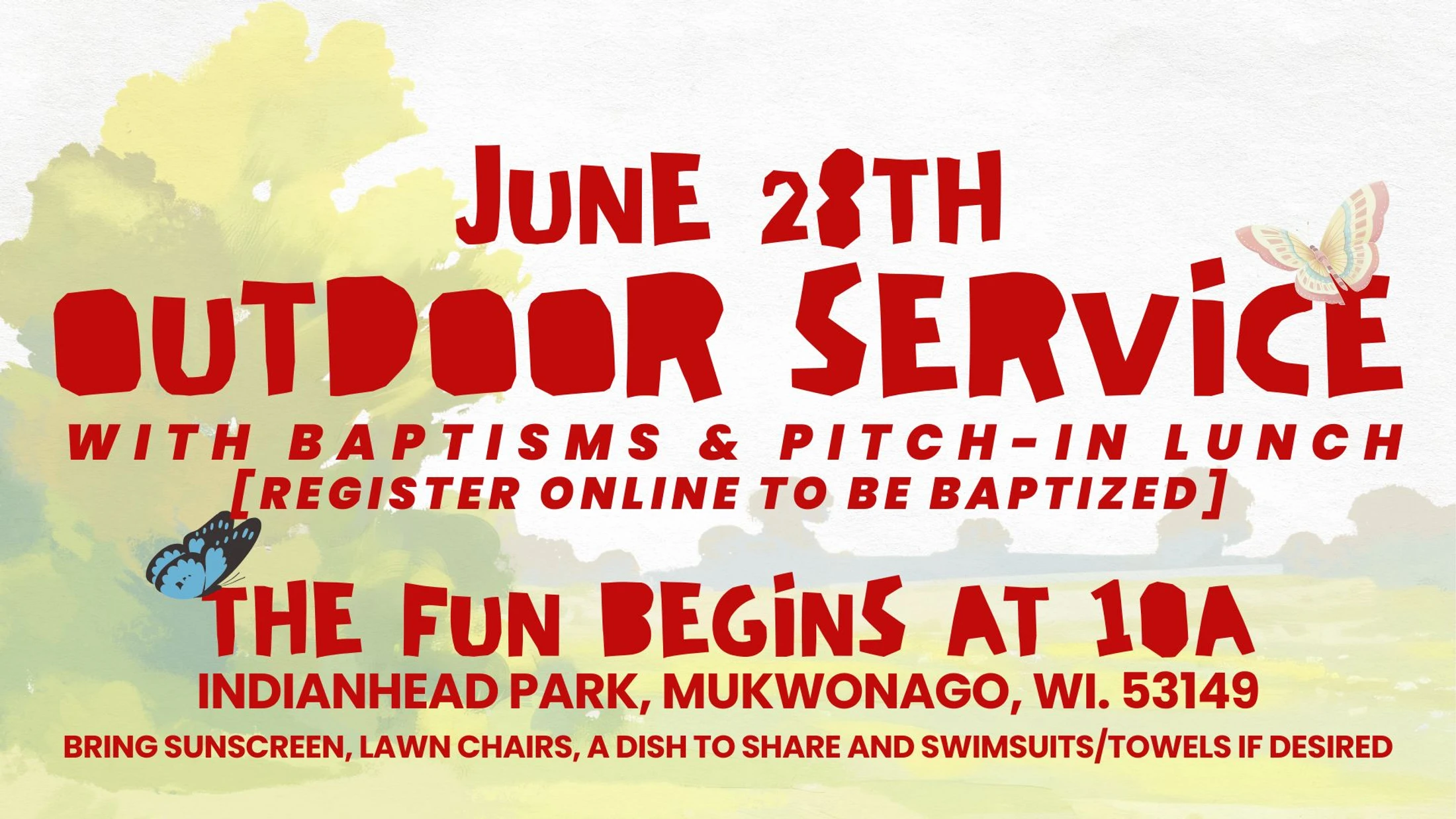 Outdoor Service and Water Baptisms