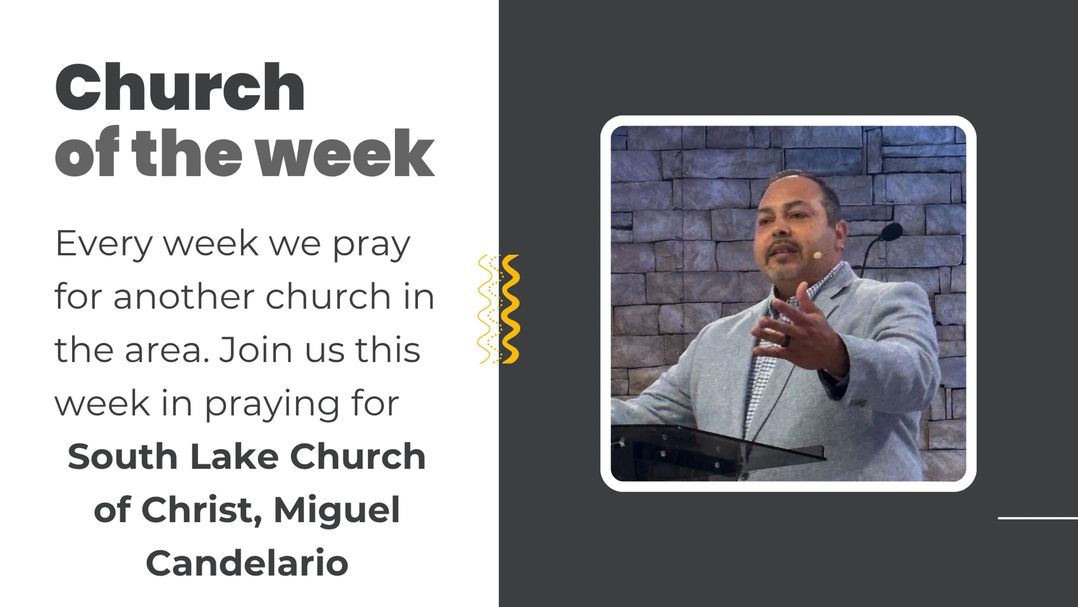 South Lake Church of Christ, Miguel Candelario