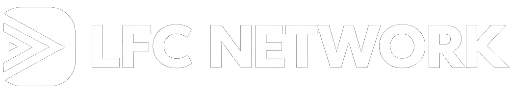 The LFC Network logo, featuring a stylized arrow icon next to the words "LFC NETWORK" in a white, sans-serif font.