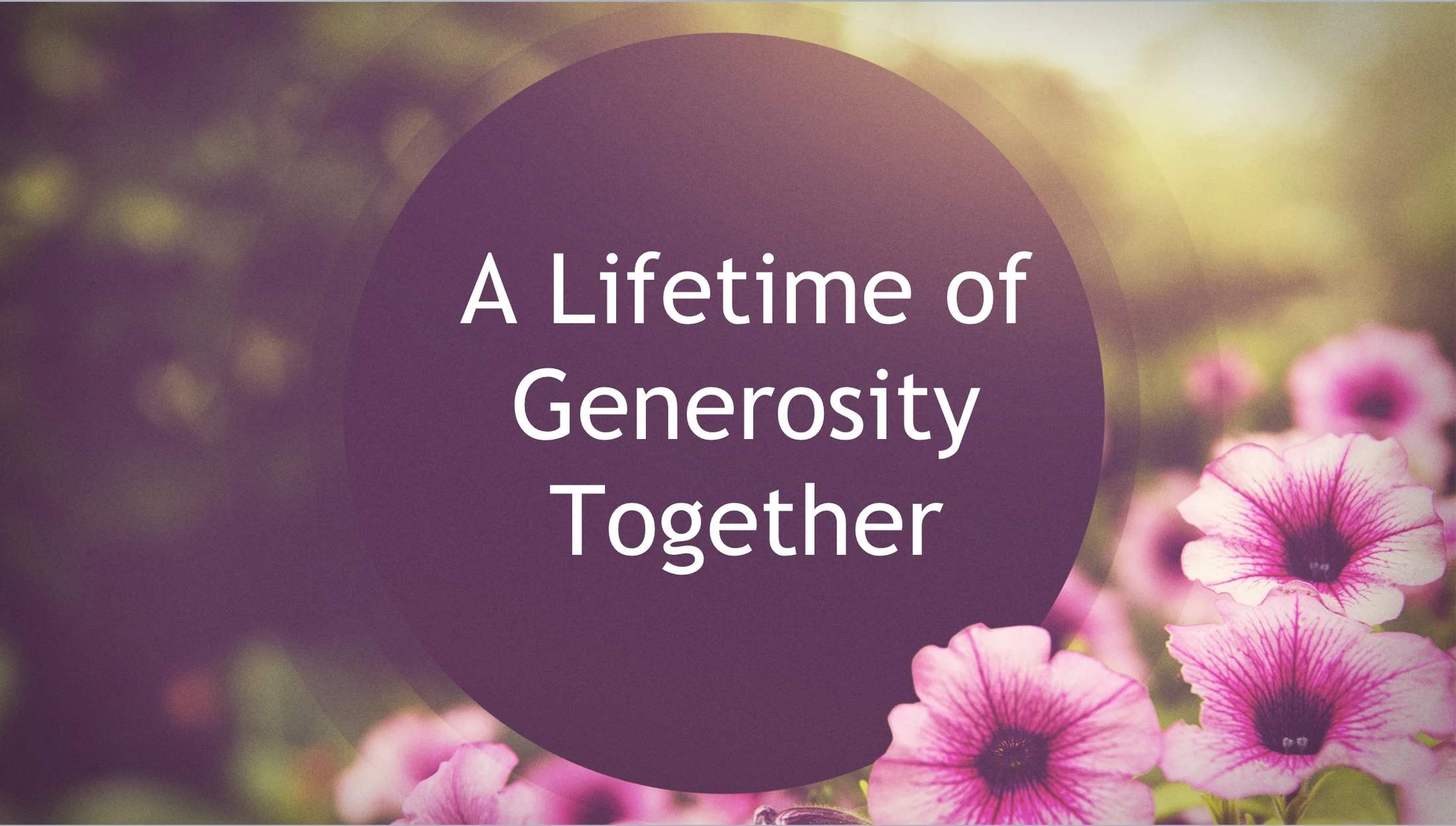 Building a Lifetime of Generosity Together (click Facebook link)