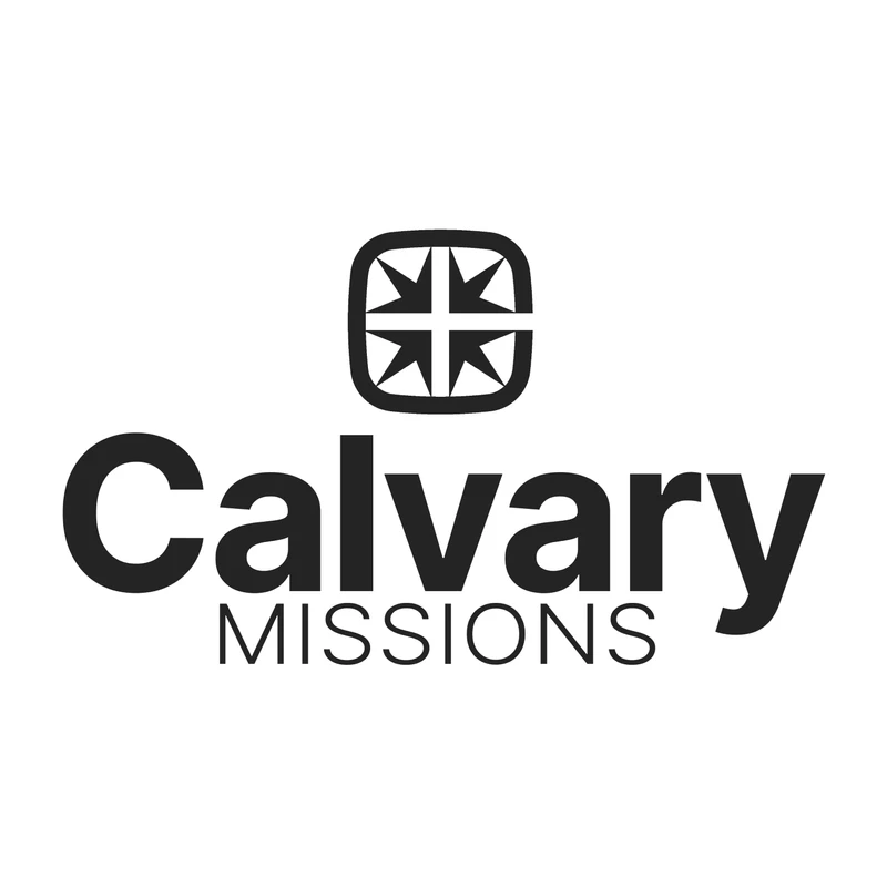 The black and white logo for Calvary Missions. An icon with four arrows pointing inward sits above the words 'Calvary MISSIONS' stacked vertically.