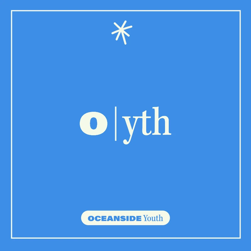 A square graphic with a blue background and thin white border. It features the stylized text 'o|yth' with an asterisk above and 'Oceanside Youth' below.