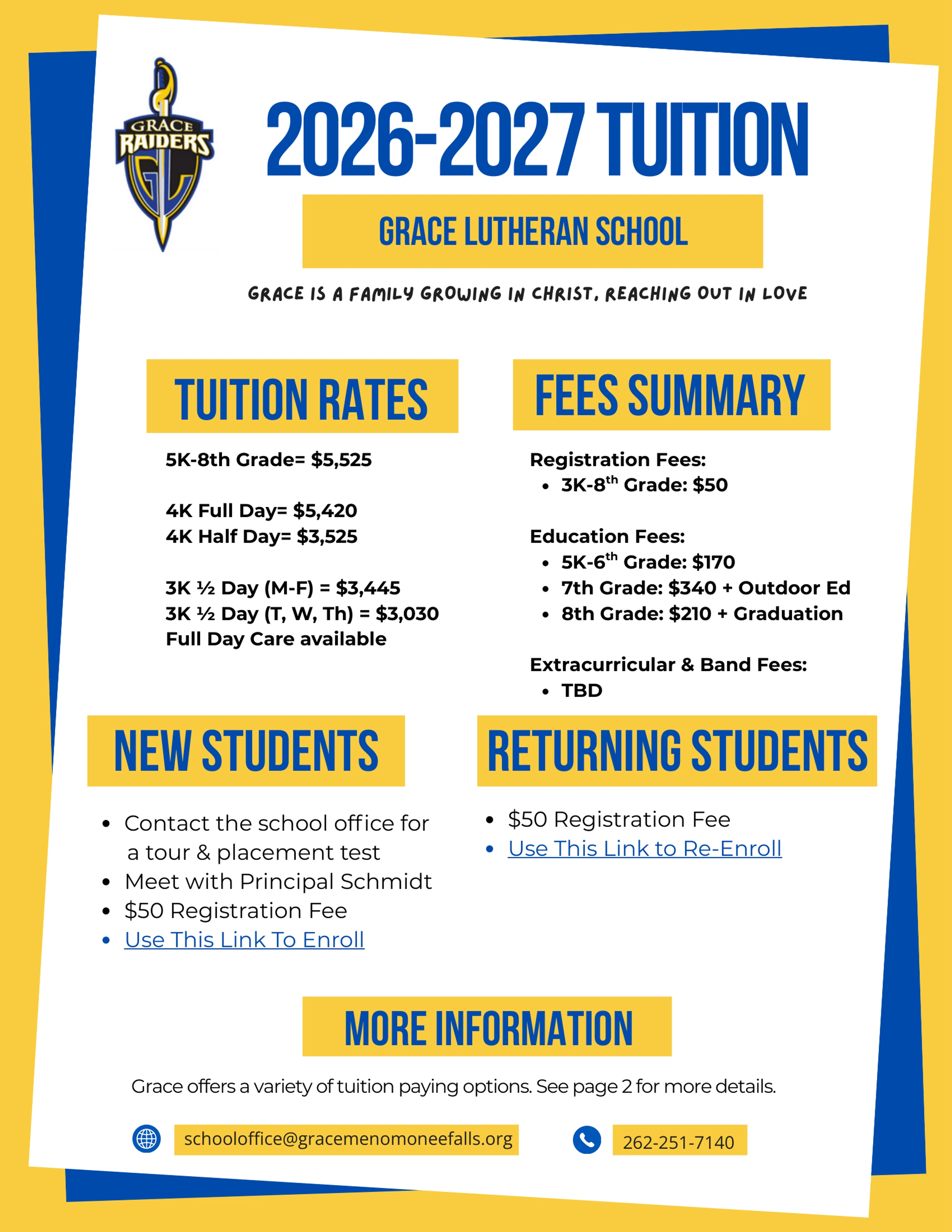 2026-2027 Tuition Rates